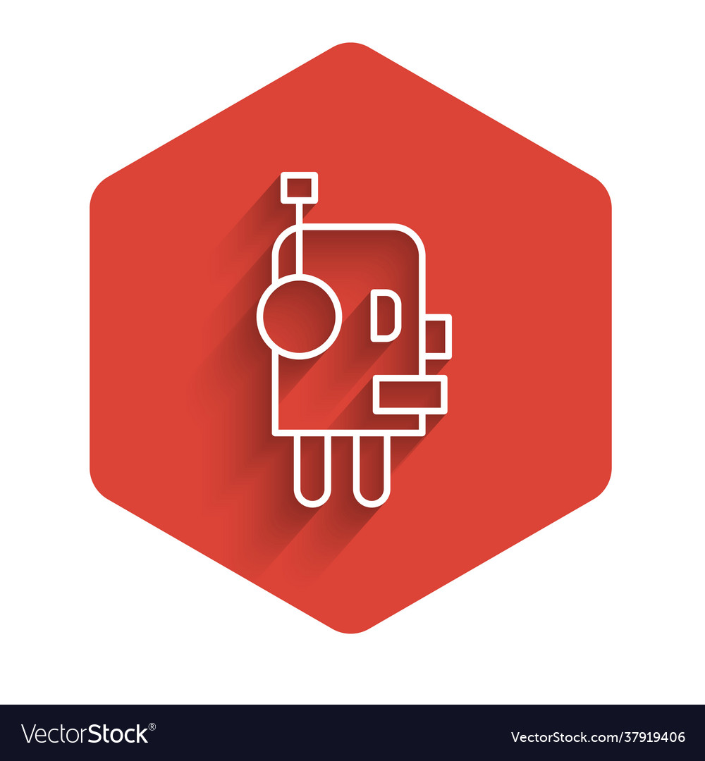 White line robot icon isolated with long shadow