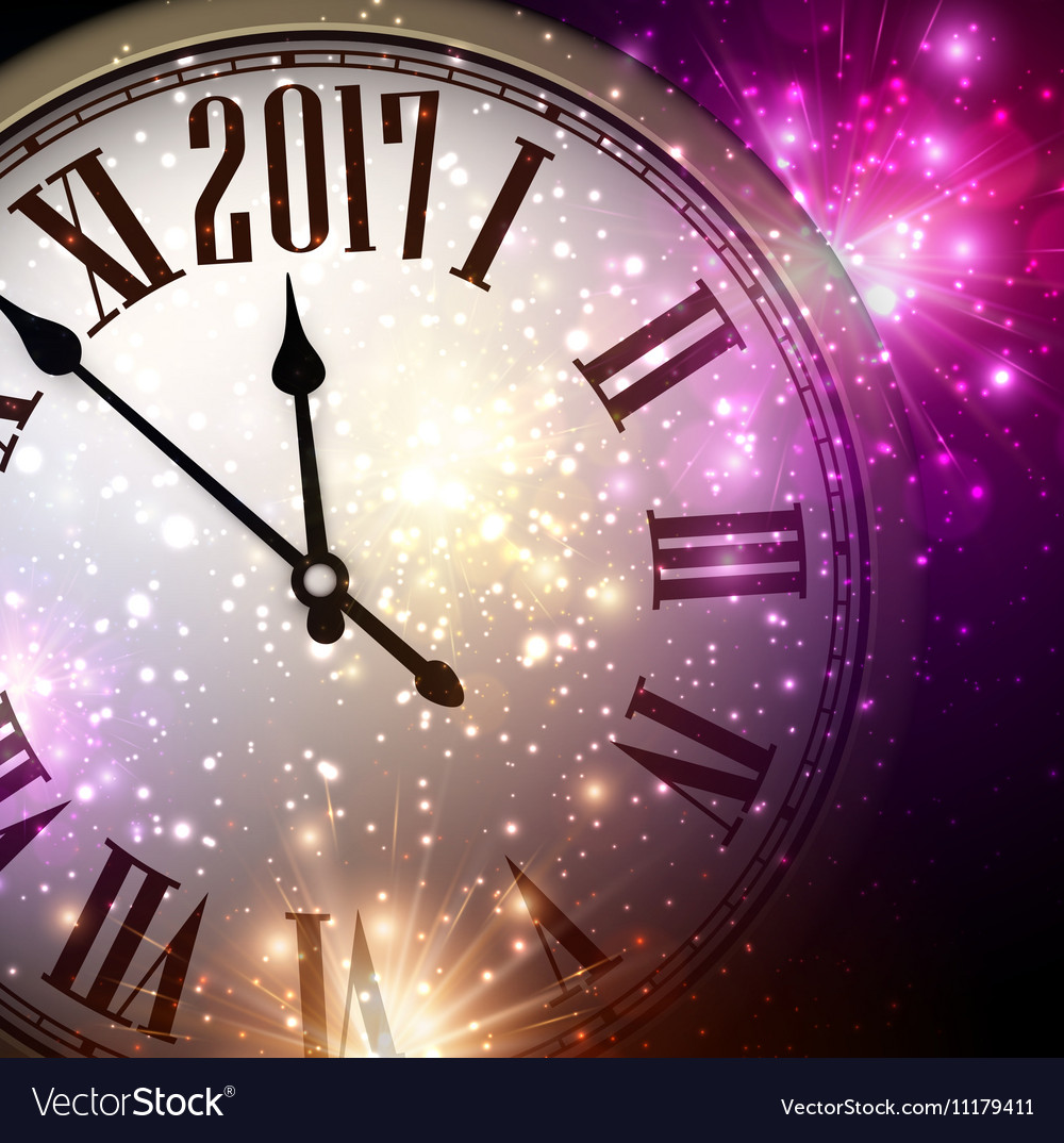 2017 new year background with clock