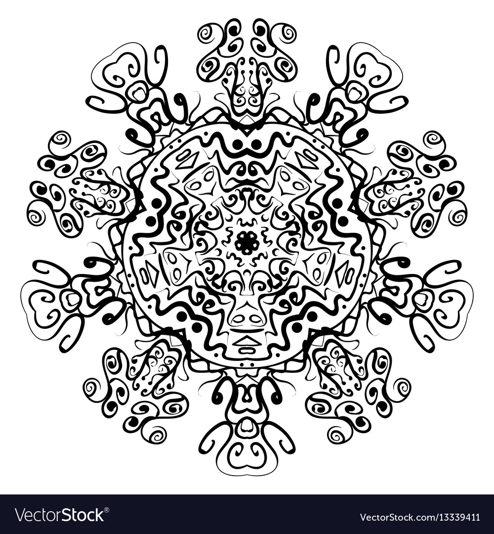 Abstract mandala circular monochrome pattern