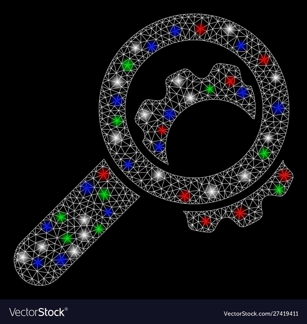 Bright mesh network view configuration gear vector image Bright mesh network view configuration gear