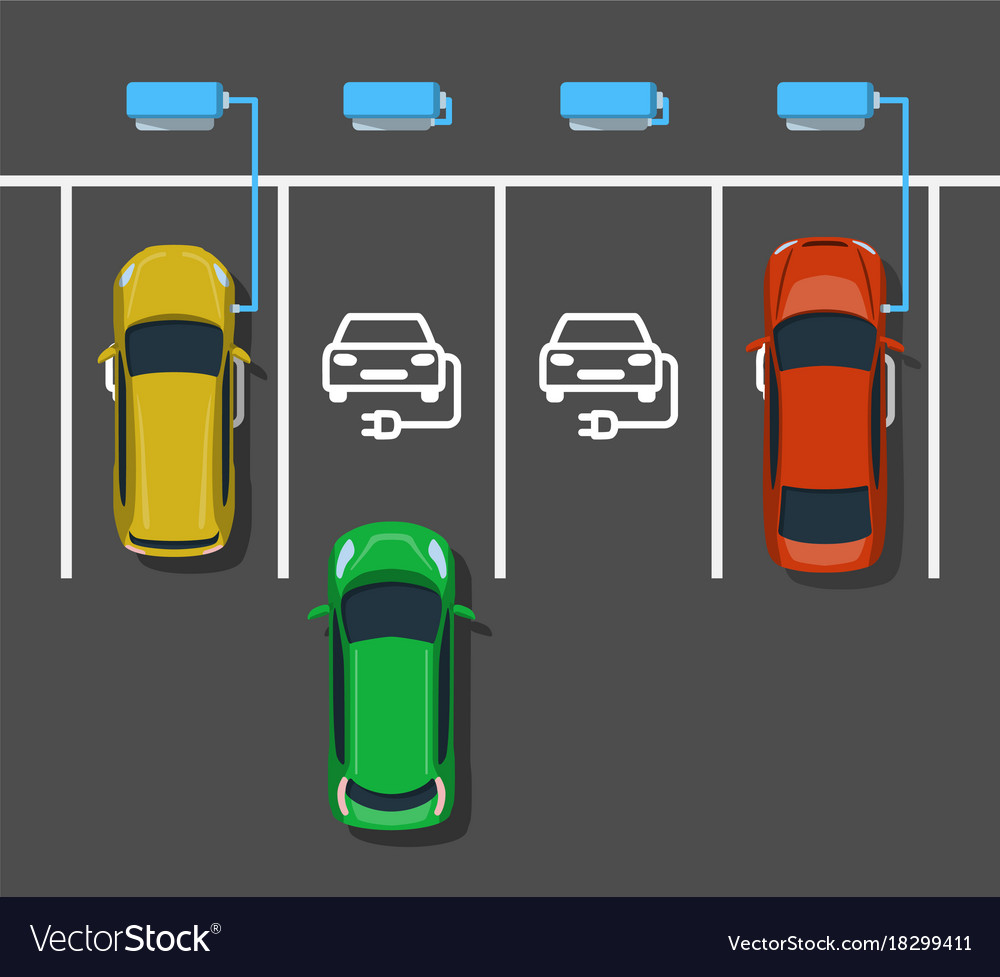 Electric car charging at power station