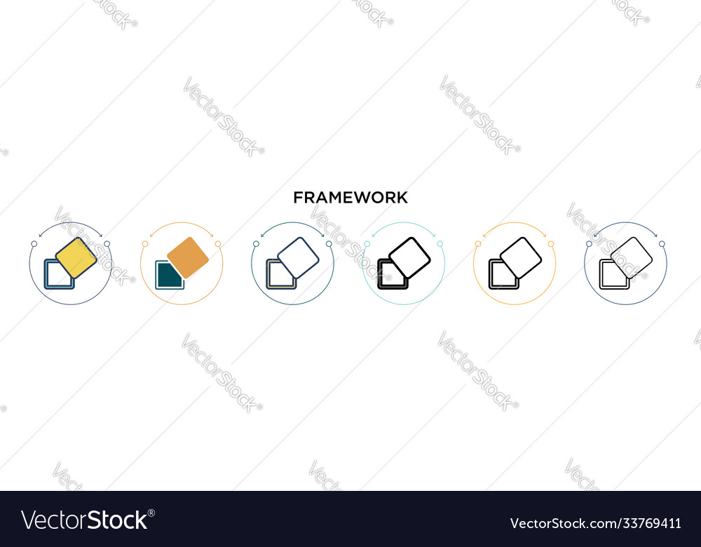 Framework icon in filled thin line outline