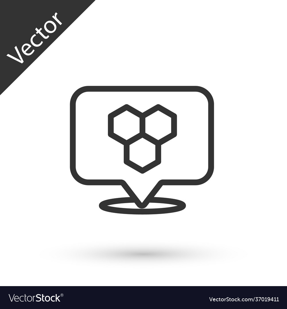 Grey line honeycomb bee location map pin pointer vector image Grey line honeycomb bee location map pin pointer