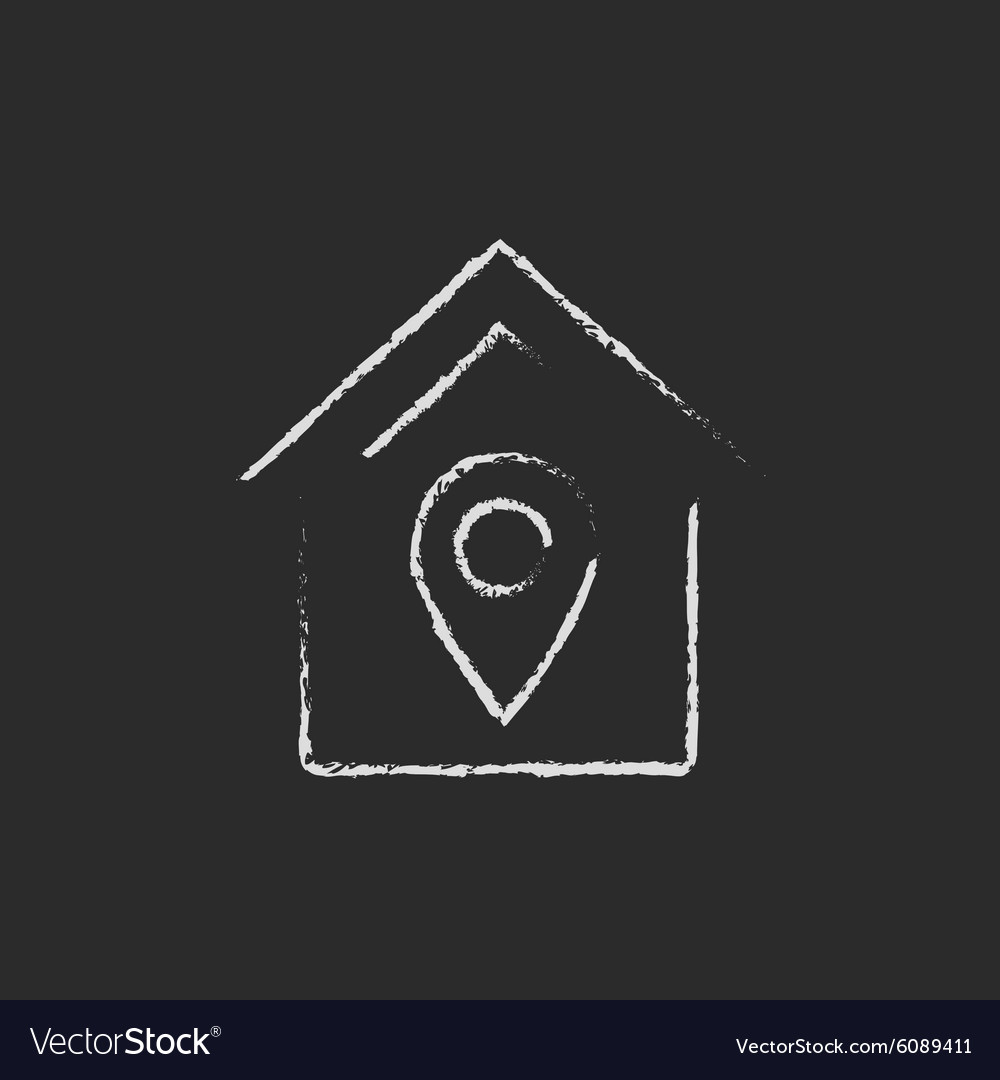 House with pointer icon drawn in chalk