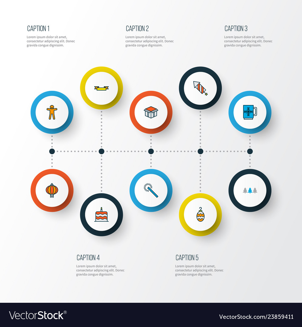 New icons colored line set with open box ginger vector image New icons colored line set with open box ginger