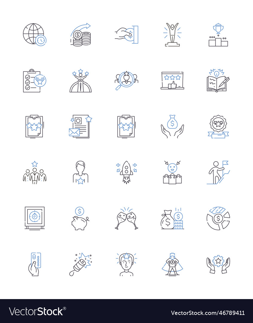 Prosperity line icons collection abundance