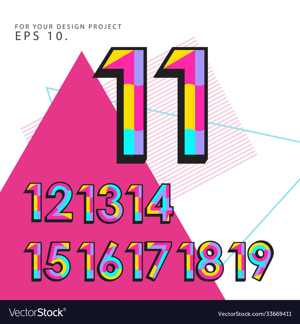 Retro number set template design