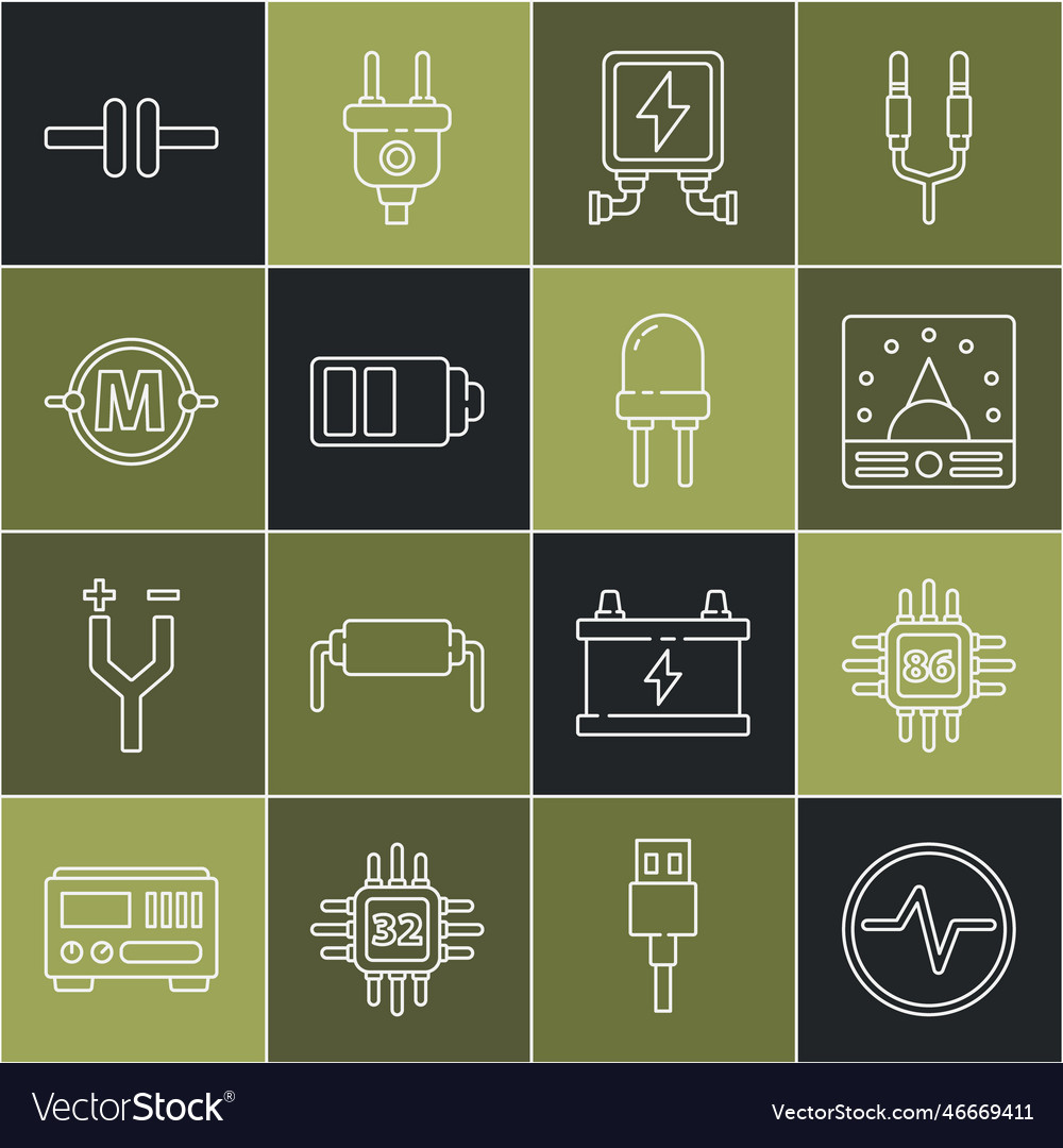 Set line electric circuit scheme processor vector image Set line electric circuit scheme processor
