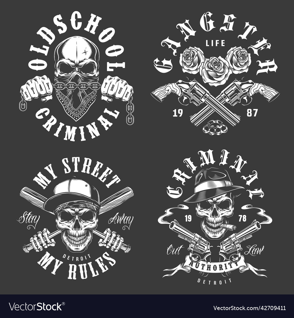 Set of gangster emblems Royalty Free Vector Image