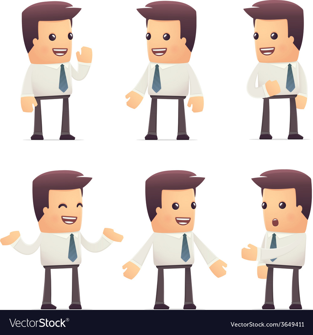Set of manager character in different poses