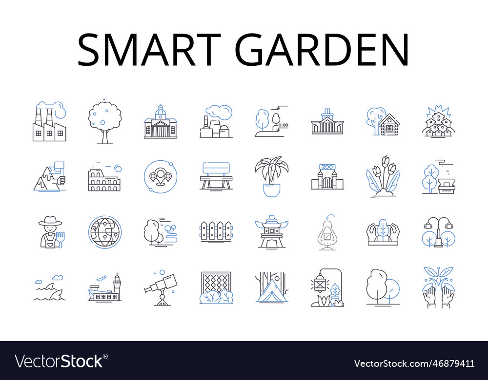 Smart Garten Linie Icons Sammlung intelligent