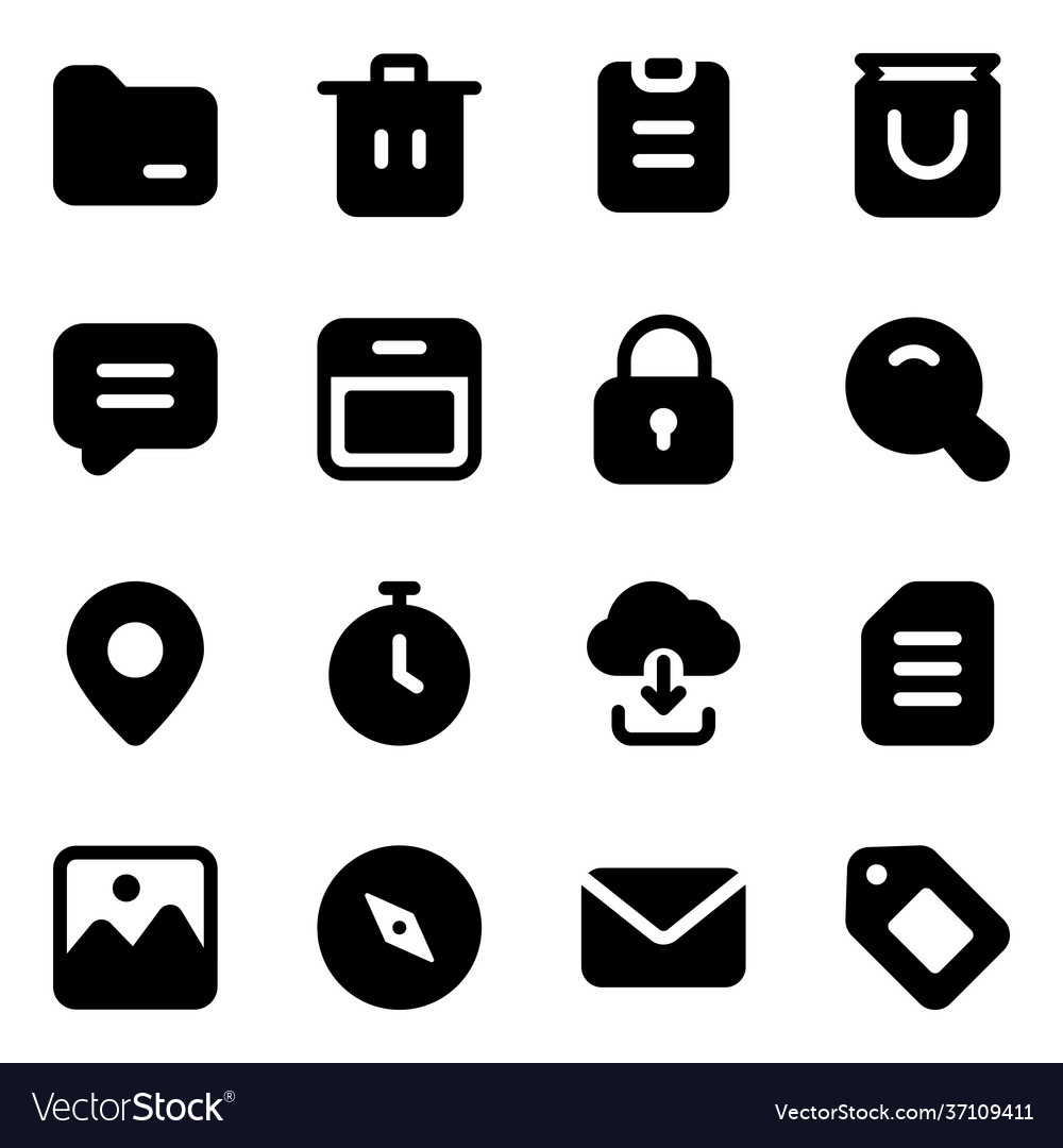 Trendy user interface solid icons set
