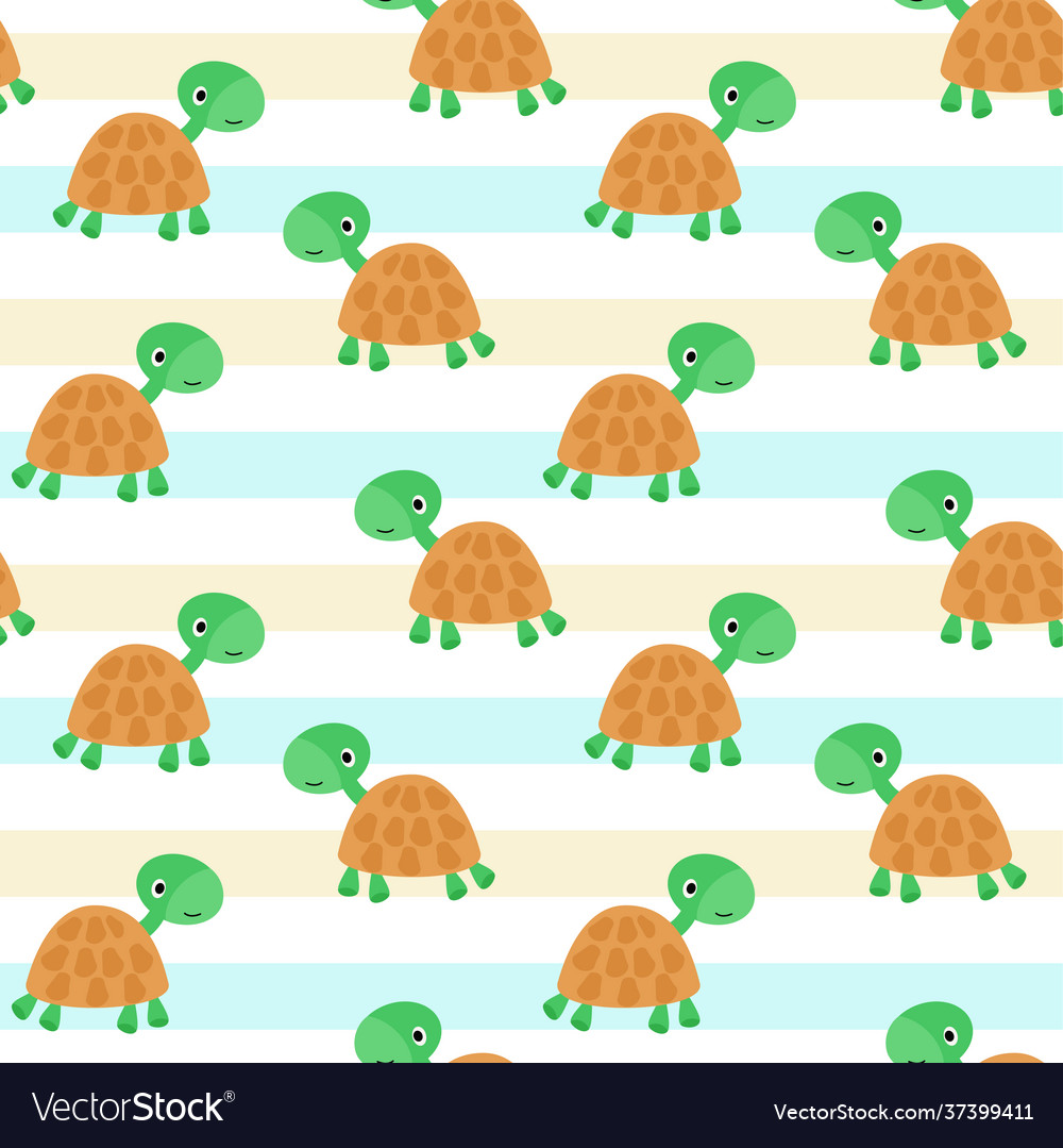 Turtle pattern cute cartoon characters repeating vector image Turtle pattern cute cartoon characters repeating