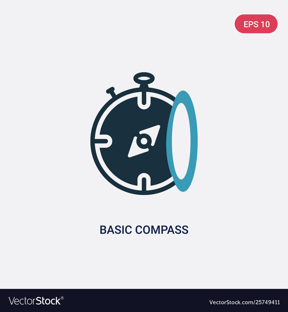 Two color basic compass icon from technology vector image Two color basic compass icon from technology