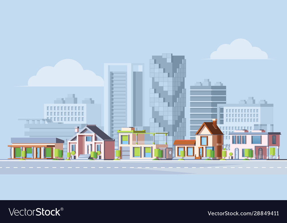 Urban city landscape colorful flat Royalty Free Vector Image