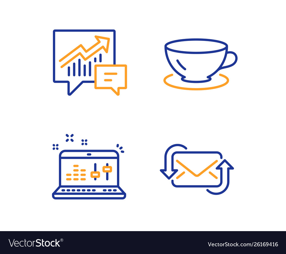 Accounting espresso and sound check icons set vector image Accounting espresso and sound check icons set