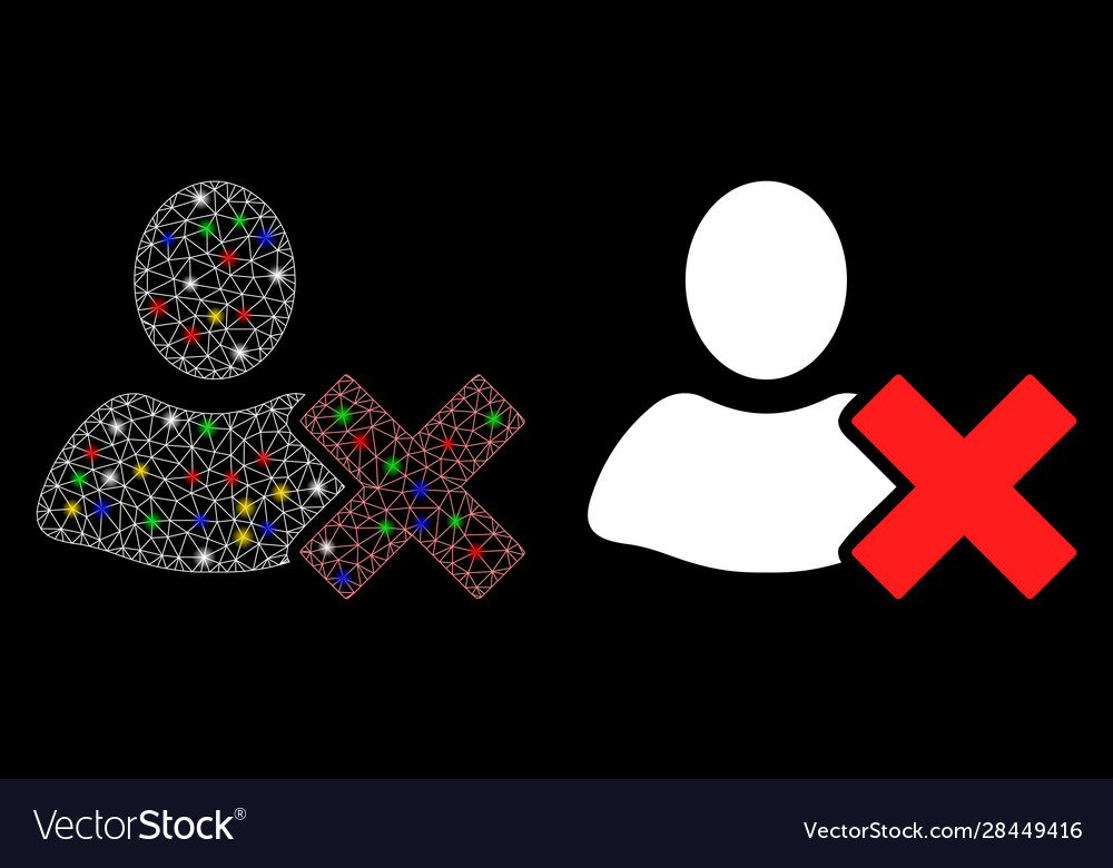 Bright mesh wire frame delete user icon with light vector image Bright mesh wire frame delete user icon with light
