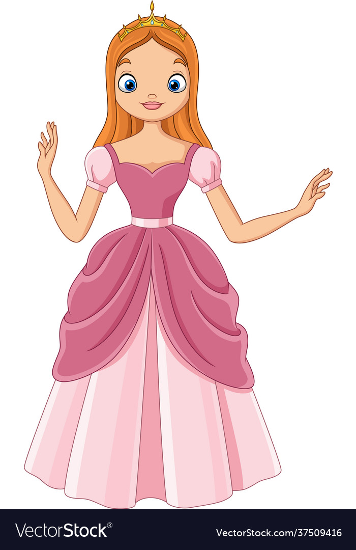 Cartoon beautiful princess in pink dress Vector Image