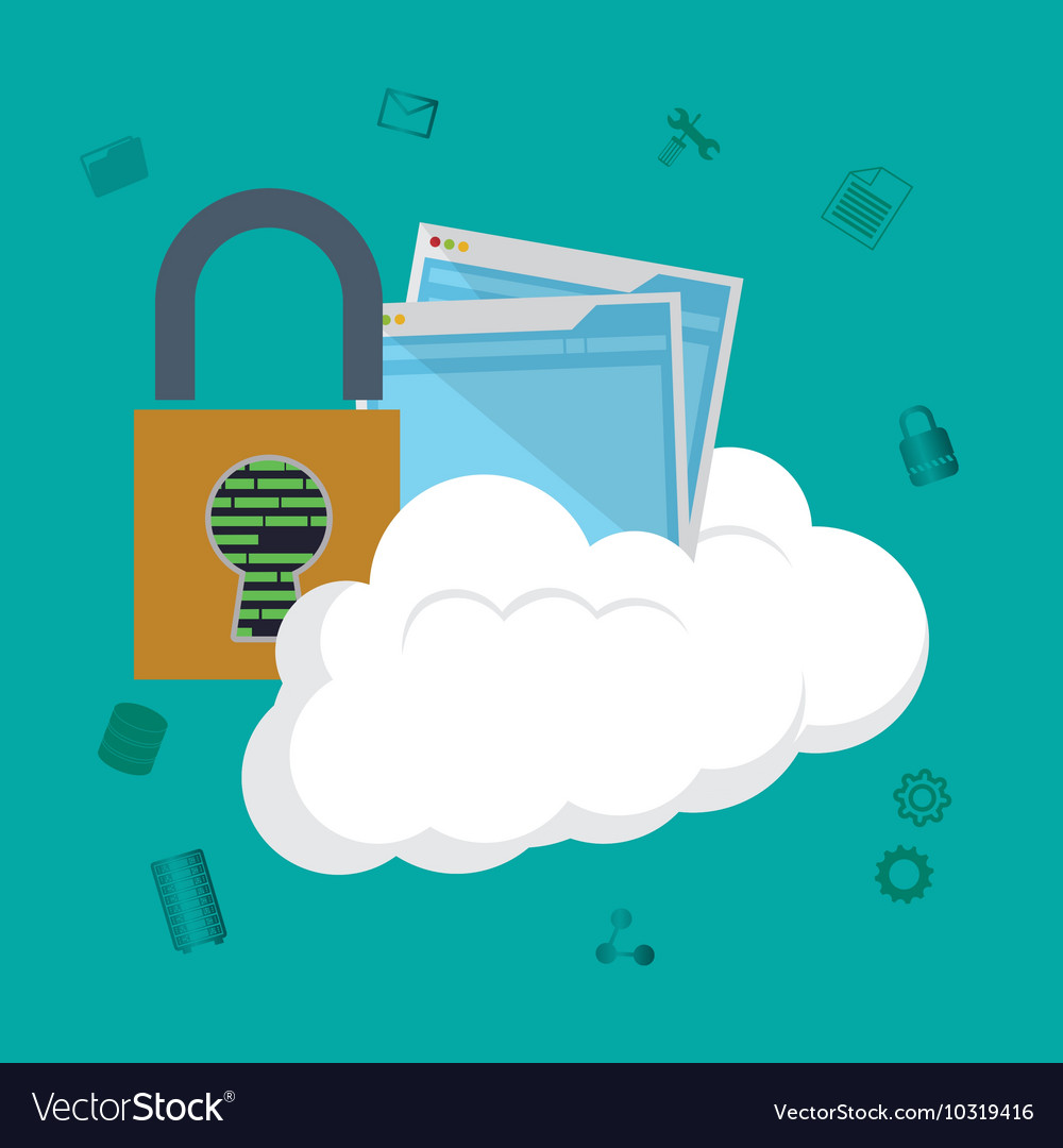 Cloud computing padlock web hosting design