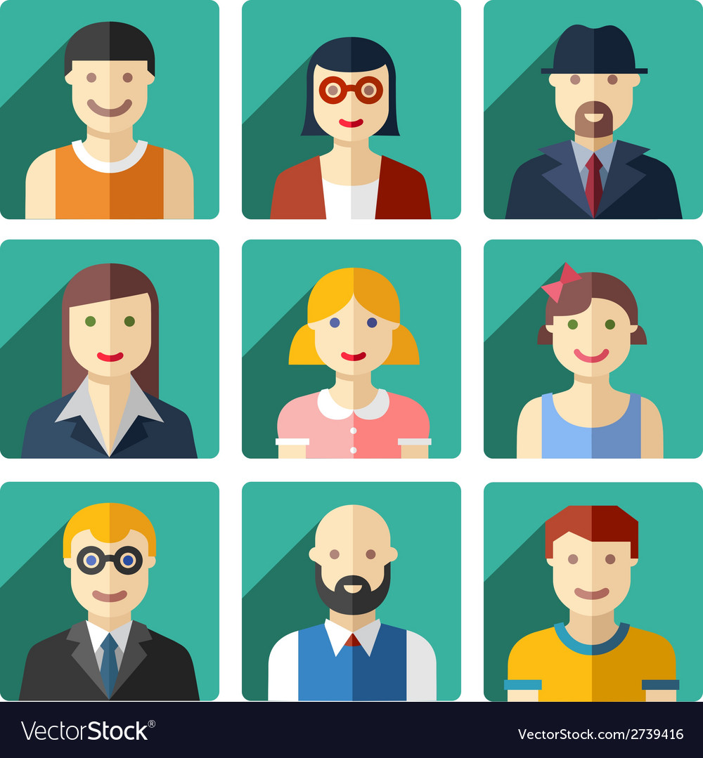 People avatar flat icons Royalty Free Vector Image