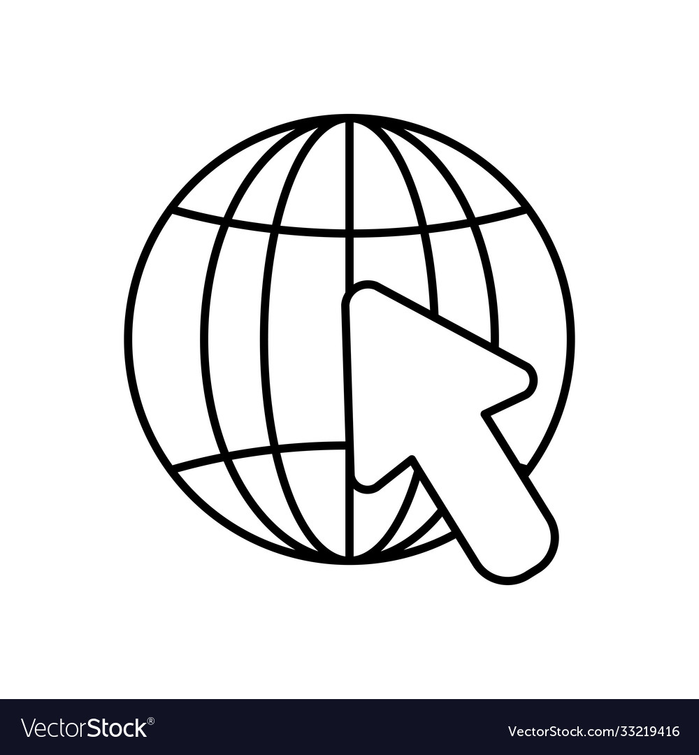 Global sphere and cursor icon line style vector image Global sphere and cursor icon line style