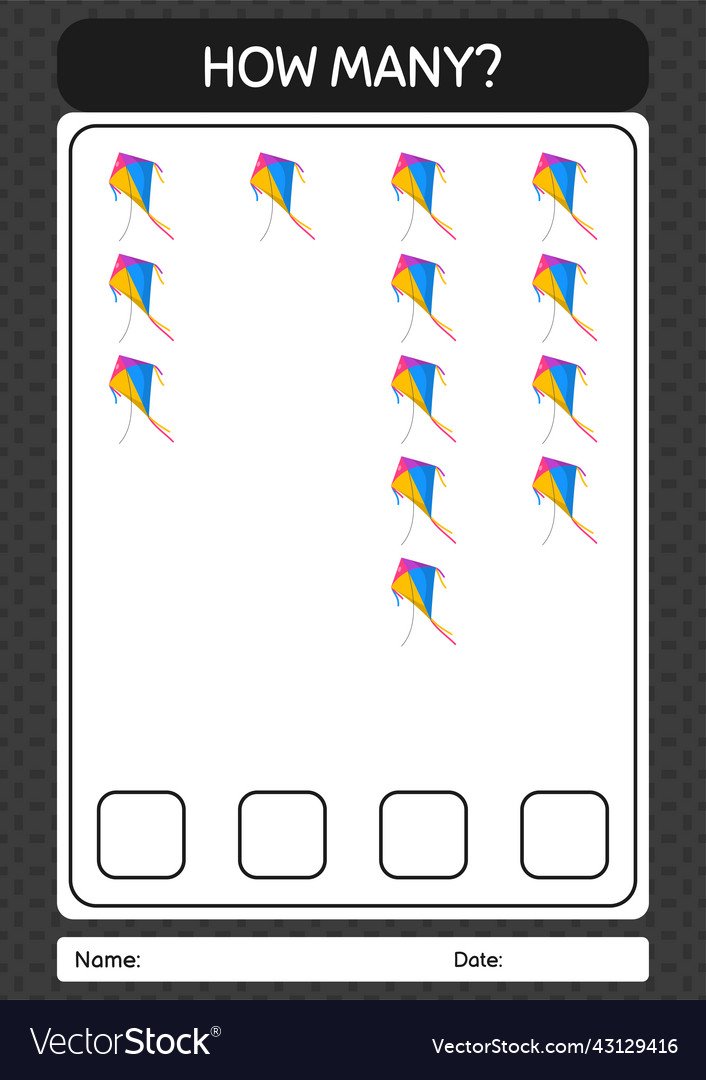 How many counting game with kite worksheet
