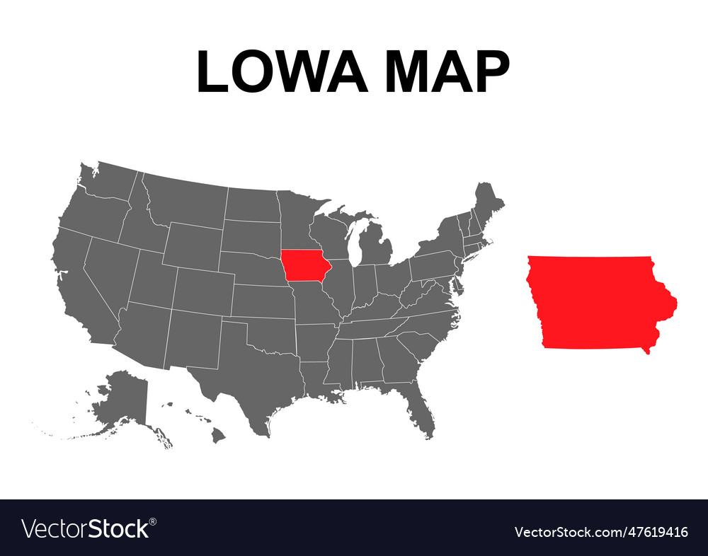 Iowa map shape united states of america flat Vector Image