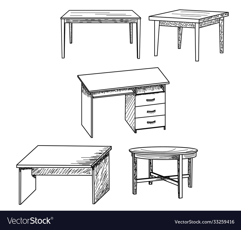 Isolated sketch a table set