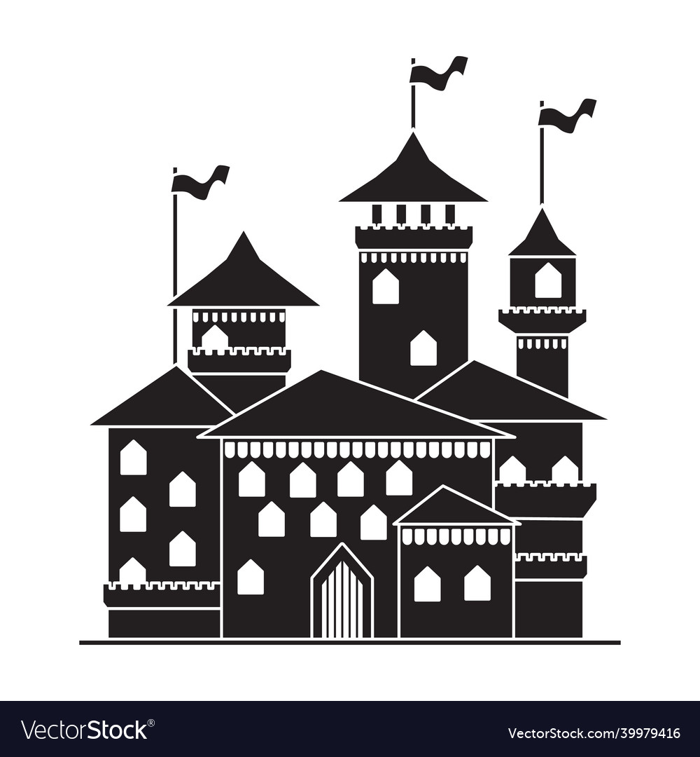Medieval castle iconblack icon vector image Medieval castle iconblack icon