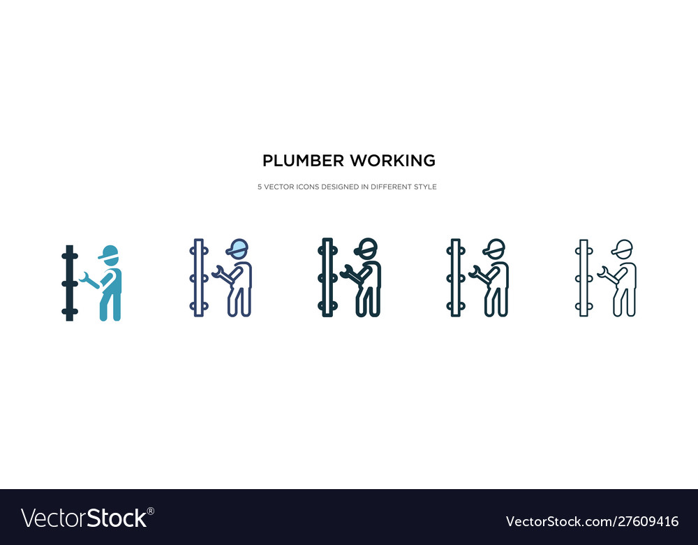 Plumber working icon in different style two vector image Plumber working icon in different style two