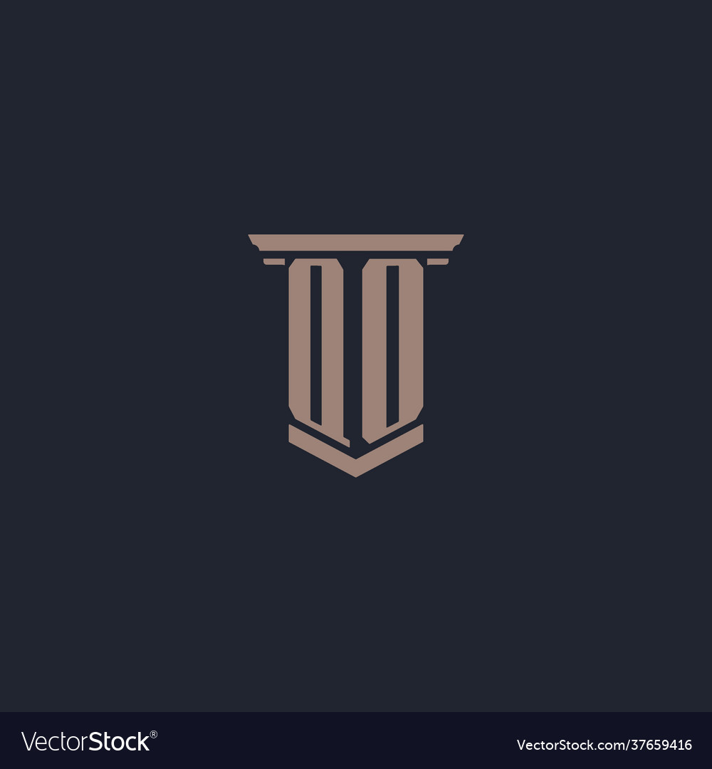 Qo initial monogram logo with pillar style design Vector Image Qo initial monogram logo with pillar style design
