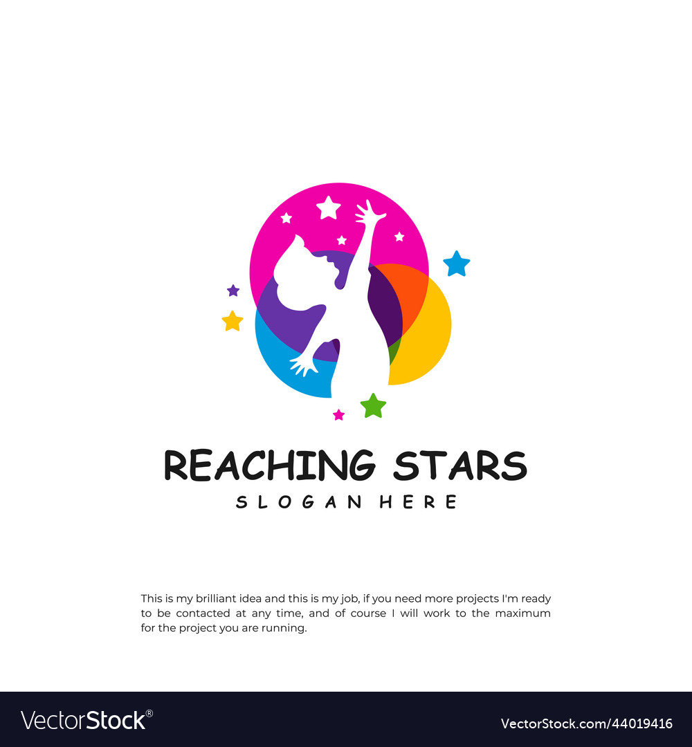 Reaching stars logo design template dream star