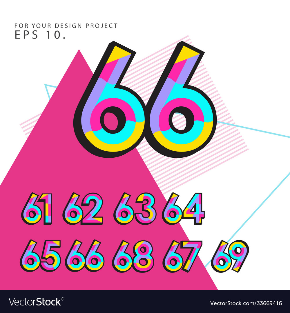 Retro number set template design