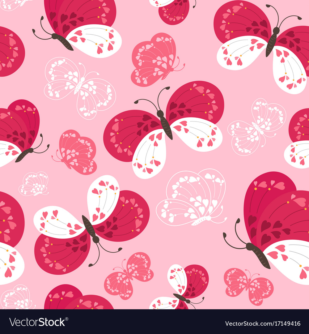 Seamless cute butterflies pattern Royalty Free Vector Image