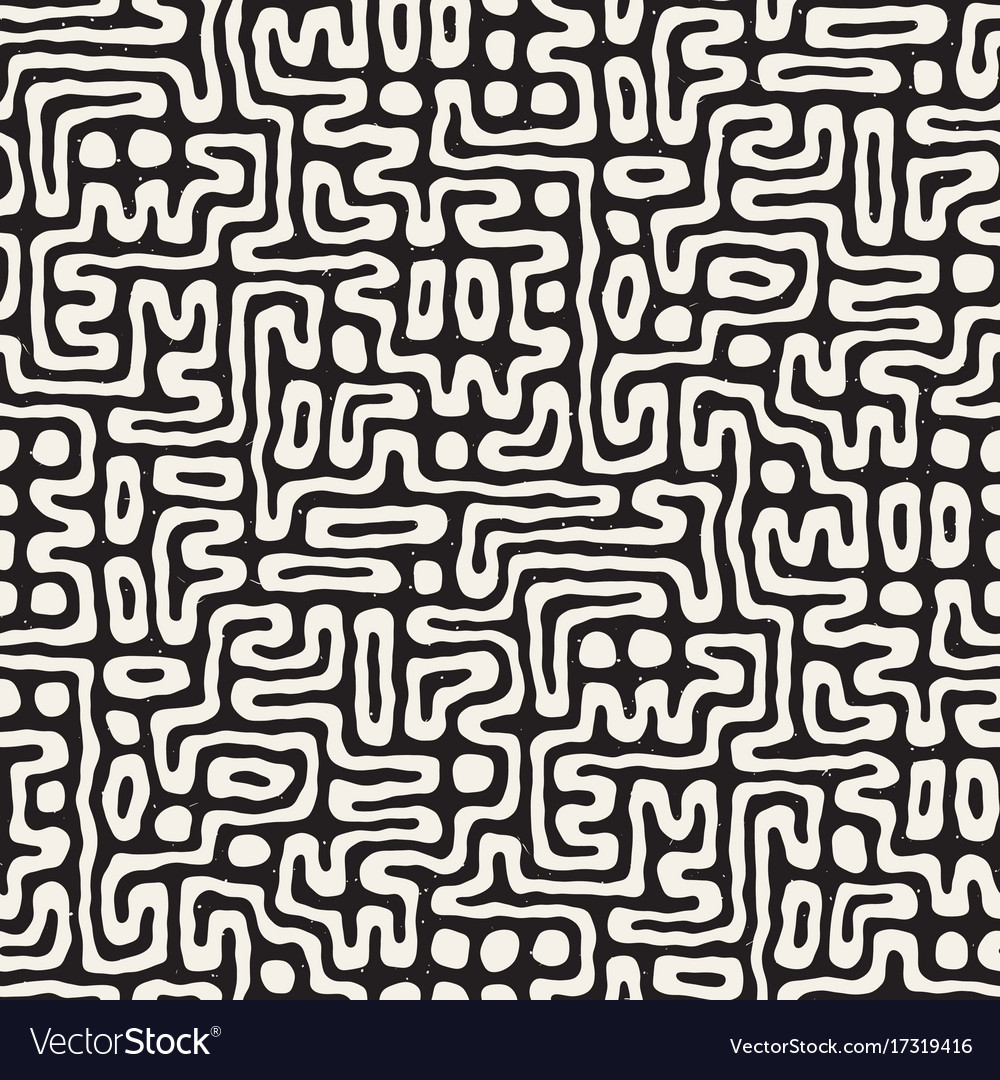 Seamless pattern with maze lines monochrome