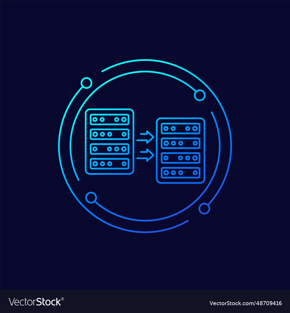 Server backup and copy data icon linear design