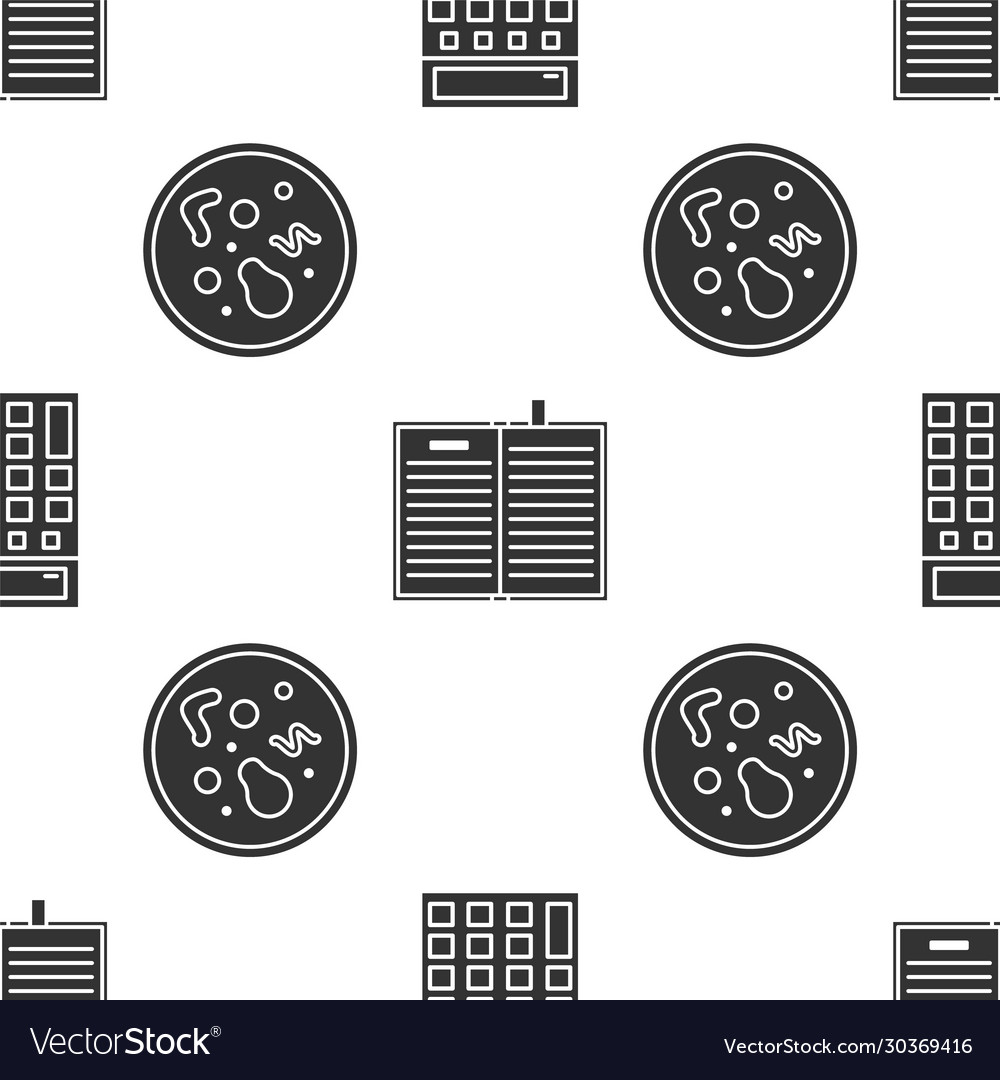 Set calculator open science book and bacteria vector image Set calculator open science book and bacteria