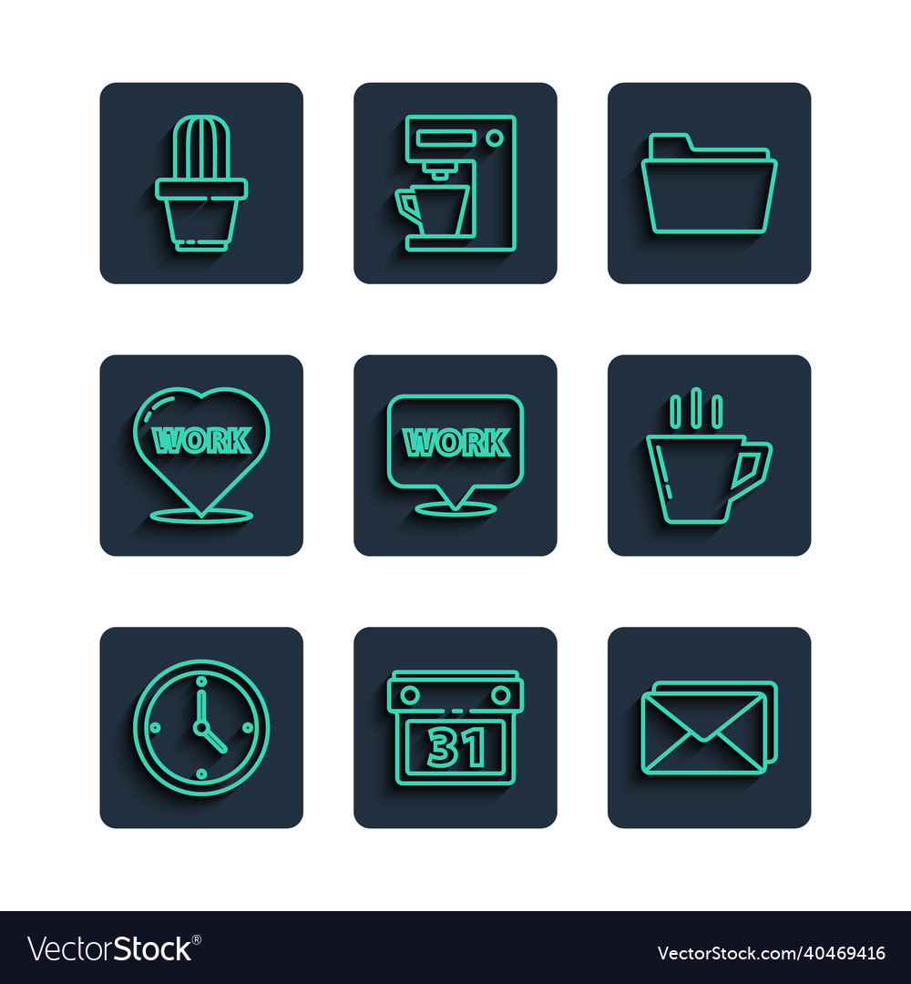 Set line clock calendar envelope document vector image Set line clock calendar envelope document