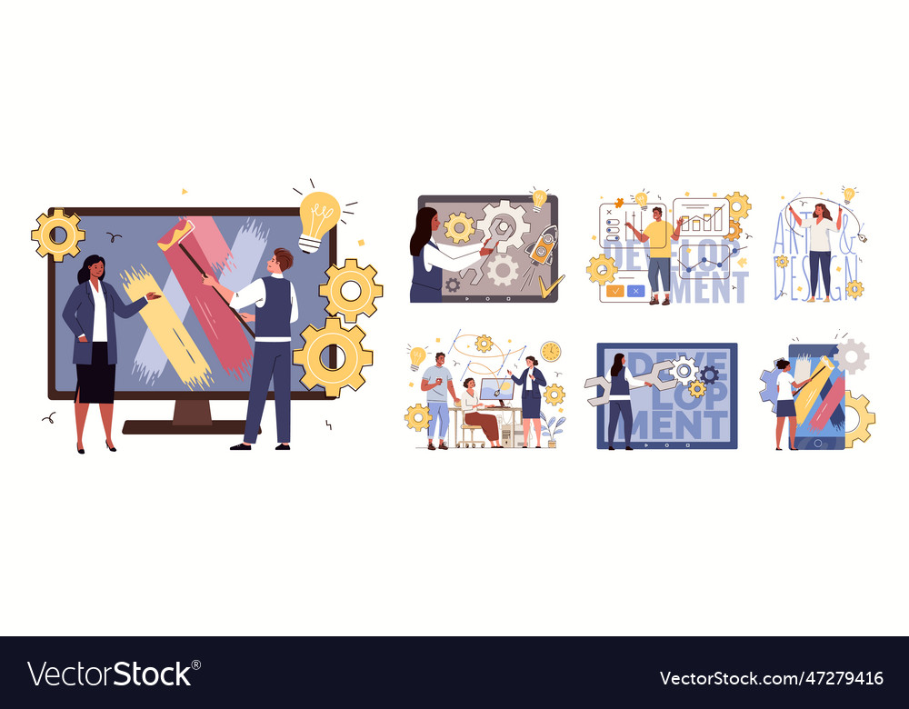 Set of characters digital professions professio vector image Set of characters digital professions professio