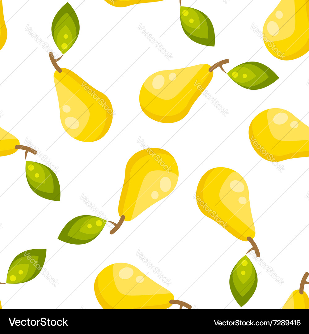 Yellow pear fruit seamless pattern Royalty Free Vector Image