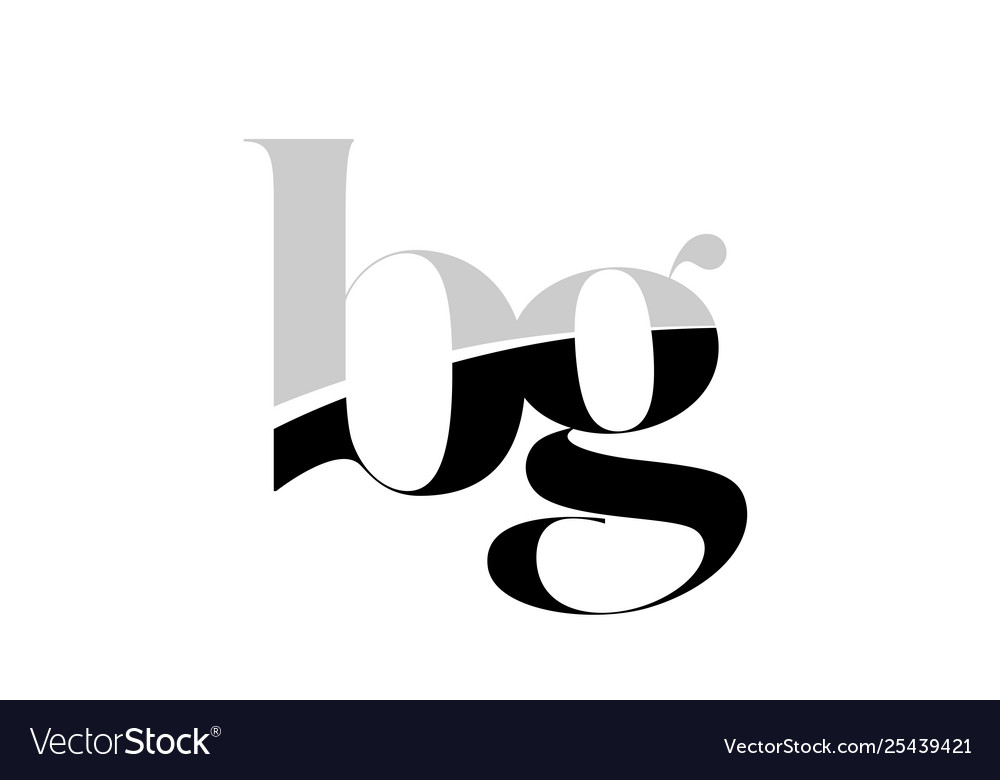 Alphabet letter bg b g black and white logo icon