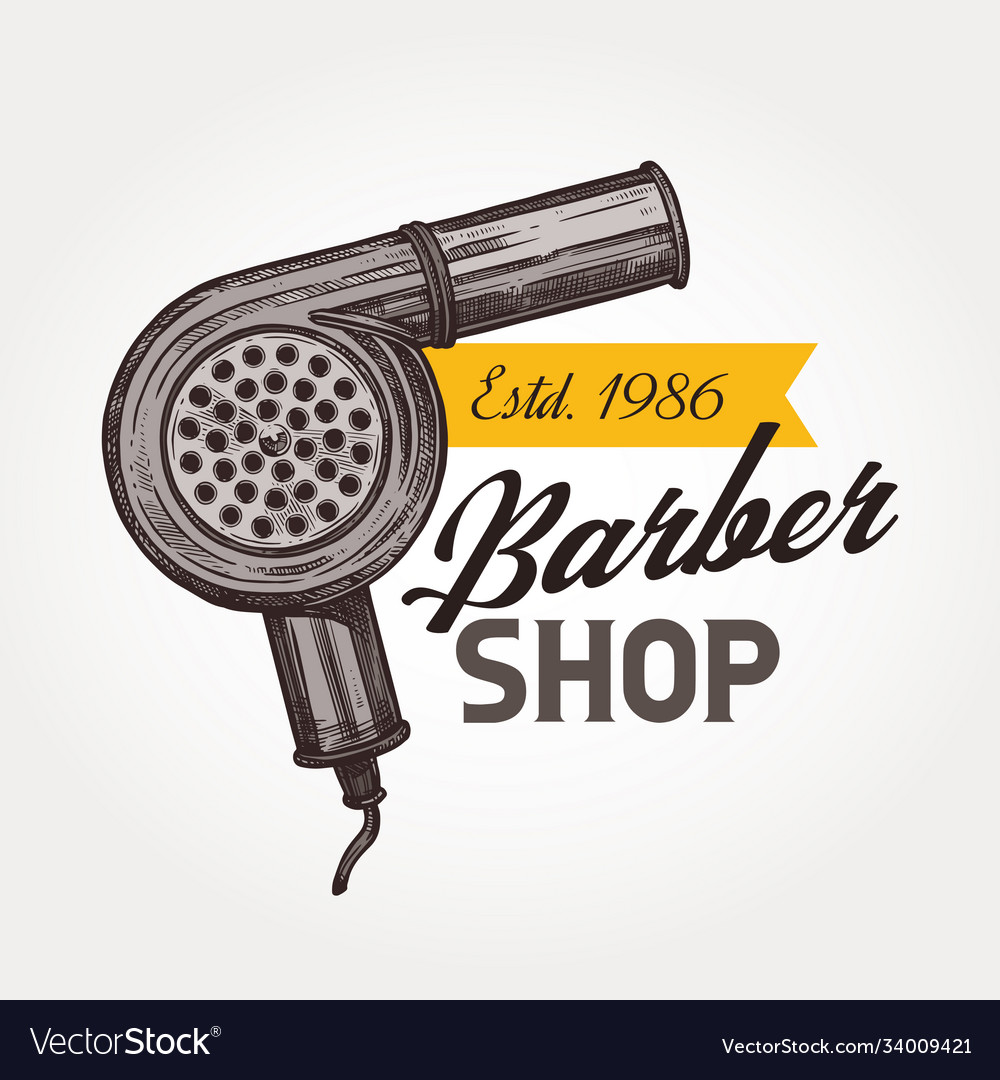 Barber shop sketch emblem vector image Barber shop sketch emblem
