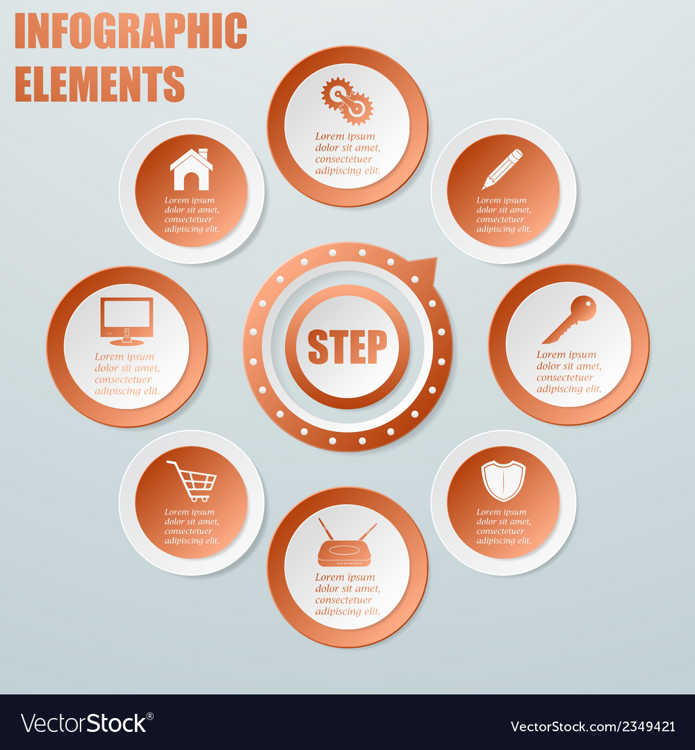 Business info graphic from circles with pointer