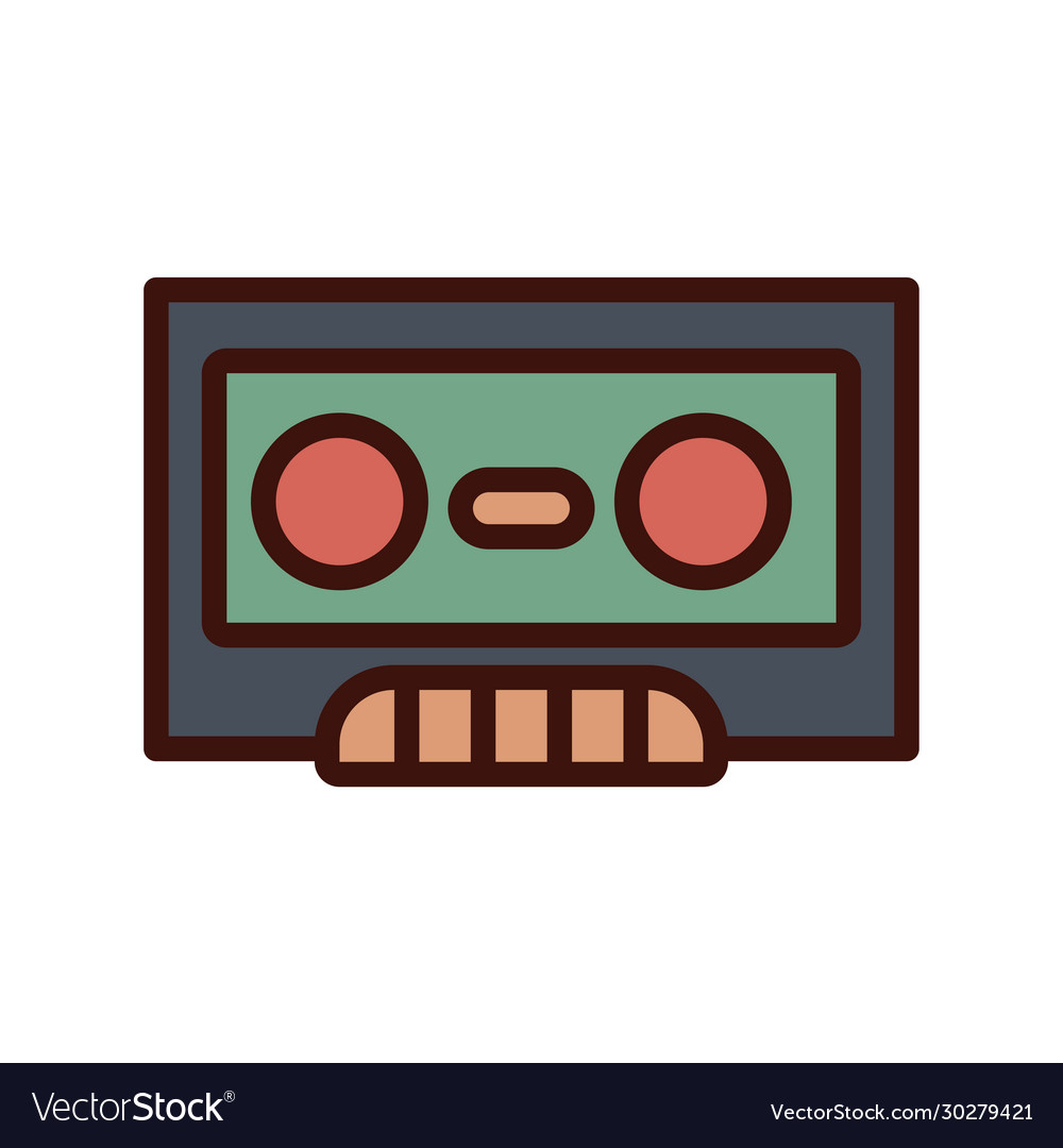 Cassette retro music line and fill icon