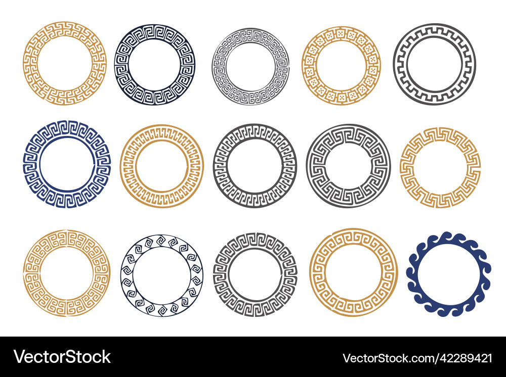 Circle greek frames round meander borders Vector Image