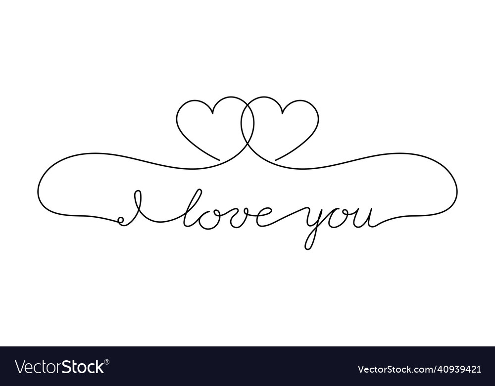 Continuous one line script cursive text i love vector image Continuous one line script cursive text i love