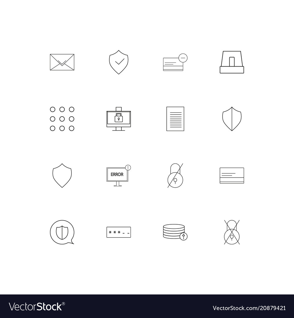 Cyber security linear thin icons set outlined