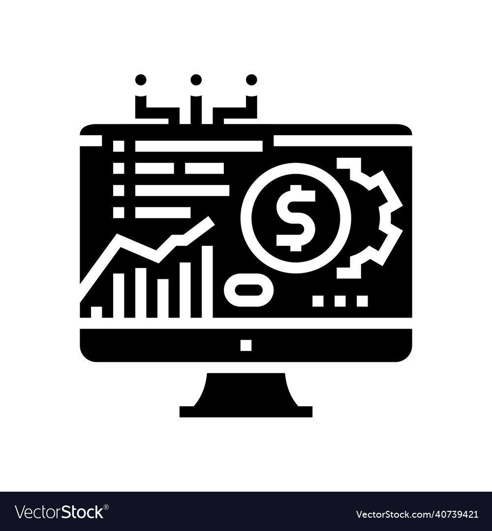 Fintech chart researching on computer display Vector Image Fintech chart researching on computer display