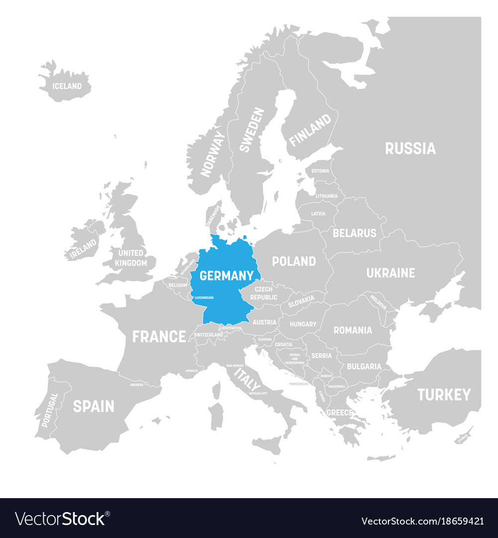 Germany marked by blue in grey political map Vector Image