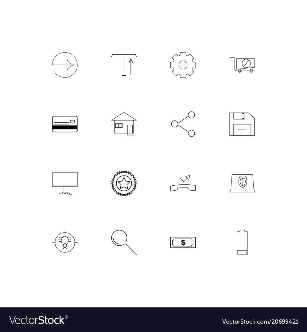 Interface simple linear icons set outlined